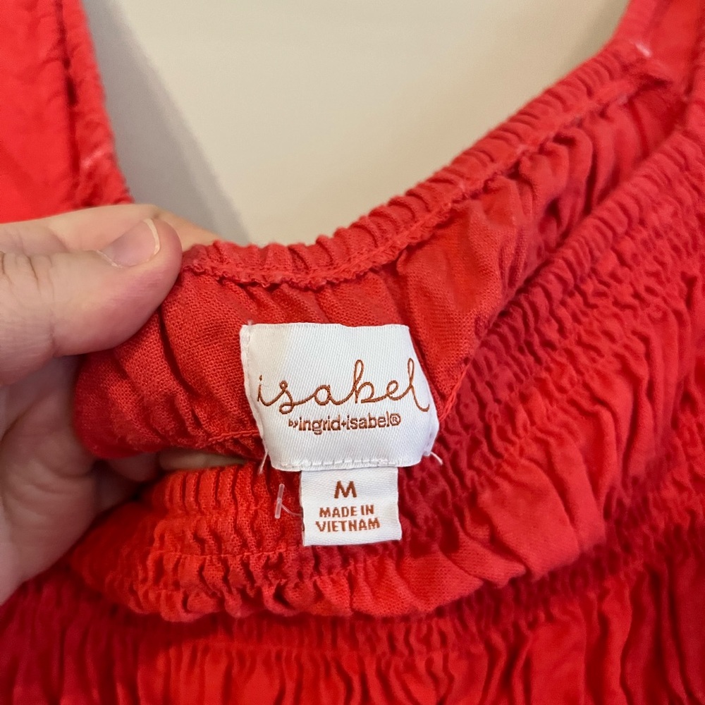 Isabel Red Dress with Smocked Chest and Pockets - Picture 3 of 5